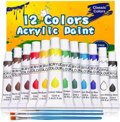 China 12 Colors Non-Toxic Acrylic Paint 12ml Set Without Any Personal Brand 12ml for sale