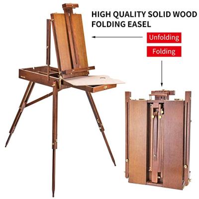 China Easel French Amazon Style Art Easel Strap Solid Beech Hot Selling Painting Art Ease (Walnut) Wooden Construction for sale