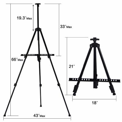 China Foldable Sketch Drawing Painting Easel Aluminum Alloy Travel Easel Metal Easel Portable Adjustable Stand Sketching Easel for Artist Art Supplies for sale