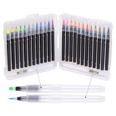 China 24 colors watercolor brushes pen with two brush pens without any personal mark 19cm*19cm*3.5cm for sale