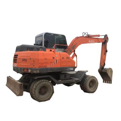 중국 Used Excavator Company Used JingGong Construction Equipment JG75S 6ton Mini Size Small Wheel Excavator Digger Machinery For Sale 판매용