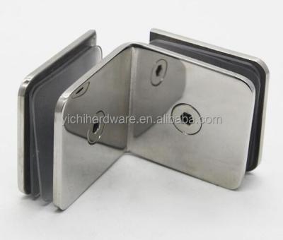 China Stamping rounded square 90 degree double glass clamps for sale