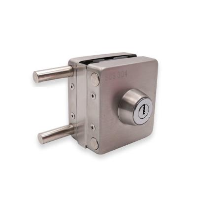 China Office Double Sides Frameless Stainless Steel Sliding Glass Door Locks With Keys for sale