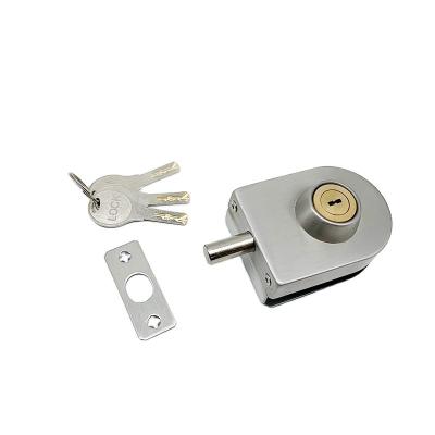 China Stainless steel sliding glass lock single elliptical one keyhole glass door lock for sale