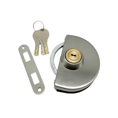 China Stainless steel copper core door lock Semicircle Sliding Frameless Glass Door Lock for sale