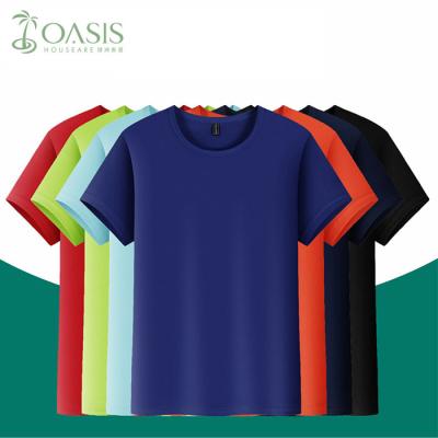 China Wholesale Anti-Wrinkle Quick Dry T-shirt Multicolor Solid Customized Logo Polyester Casual Shirt for sale