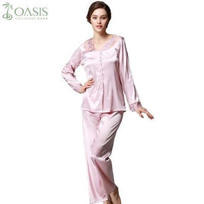 China 2021 Summer Wholesaler High Quality Soft QUICK DRY Silk Sleepwear Women's Silk Pajamas Set for sale