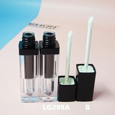 China Best Cosmetic Selling Double Layer 6ml Lip Gloss Black Square Tubes for sale