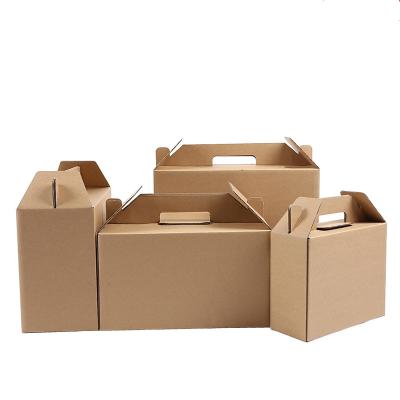 China Recycled Materials Manufacturer Custom Printrd Fruit Cardboard Packaging Box With Handle For Shipping for sale