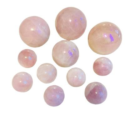 China China Wholesale Natural Electroplating Decoration Rose Quartz Sphere Healing Aura Crystal Stone Ball For Wedding for sale