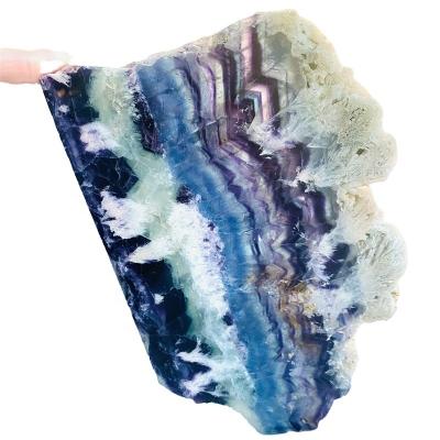 China China Wholesale Natural Polished Healing Snowflake Fluorite Slices Crystal Slabs For Decor for sale