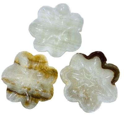 China China Tableware Wholesale Natural Afghan Flower Shape Jade Crystal Dish for sale