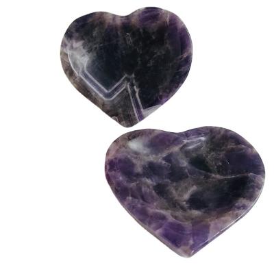 China China Natural Hand Crafted Purple Crystal Ashtray Amethyst Heart Shape Dream Bowl for sale