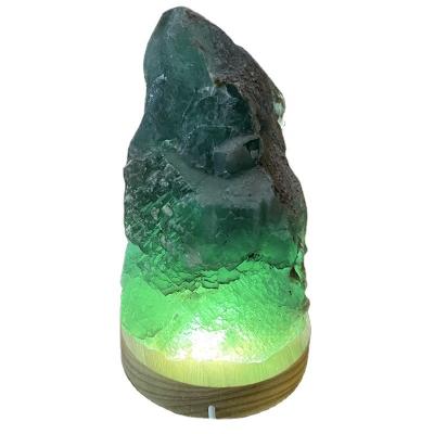 China Natural Flourish Night Light Specimen Fluorite Stand Stone China Crystal Healing Lamp For Home Decoration for sale