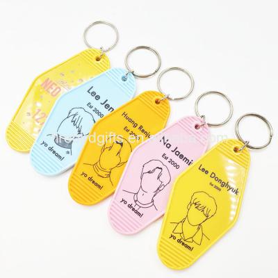 China Hot Stamping Printing Hotel Logo Promotional Custom Gifts Acrylic Key Chain Motel Key Chain for sale