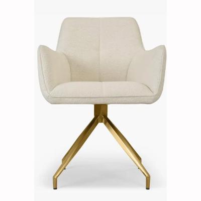 China Removable Cover Modern Design With Armrest Back Chair Accent Copenhagen Gold Chrome White Leg Upholstered Dining Chair for sale