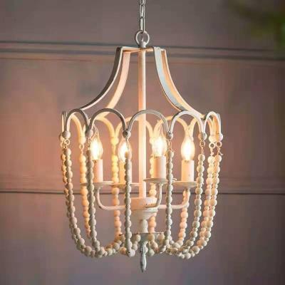 China Vintage Wooden Chandelier Chandelier Wooden Beaded Chandelier Light Fixture Beads Wooden Beads Lamp Lighting Retro Lamp for sale