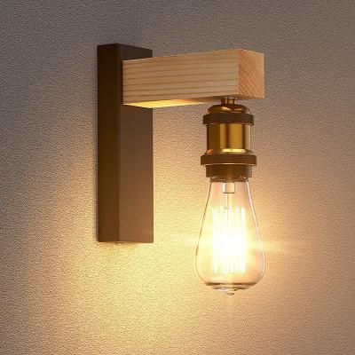 China Retro American Wooden Art Wall Lamp Hallway Staircase Bedside Bedroom Hotel Wall Lamp Manufacturer Retro Lamp Holder for sale