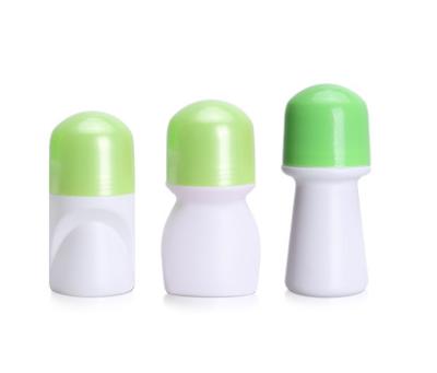 China 50ml Cosmetic Empty Refillable White Plastic Essential Oil Perfume Roll On Bottle For Air Freshener Container With Trackball for sale