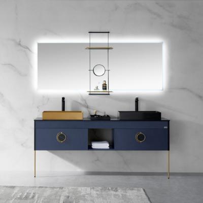 China Modern Modern Led Smart Bathroom Mirror With Double Sink Luxury Vanities for sale