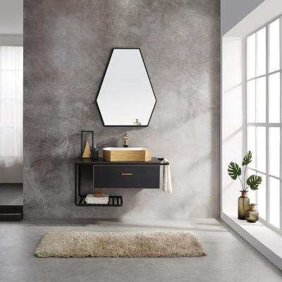 China Modern Fashionable Black Hotel Vanity Wall Mounted Bathroom Cabinet for sale