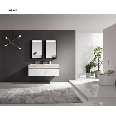 China Modern Modern White Single Bathroom Vanity Cabinet With Double Sink for sale