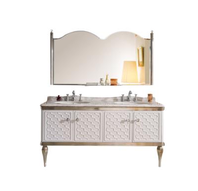 China Modern Furniture Waterproof Double Basin Bathroom Long Vanity Cabinets With Led Mirror for sale