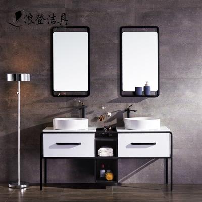 China Professional Manufacture Modern Double Sink Bathroom Furniture Vanity Cabinet Set for sale