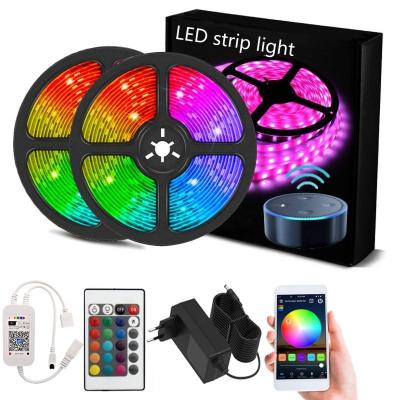 China DC12V Controller 32.8ft 10m IP20 RGB LED Strip Lighting with 24 Keys IR Remote Music LED Strip Light Kits for Party for sale