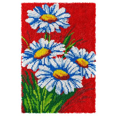 China 2022 Europe White Blanket DIY Latchhook Daisy Carpet Embroidery Needlework Handmade Making Kits Plush Latch Crochet Blanket Kit for sale