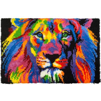 China Europe HOT Sale DIY Latchhook Craft Kit Rainbow Lion Rug Making Kits Rug Embroidery Sewing Latch Hook Handmade Kits for sale