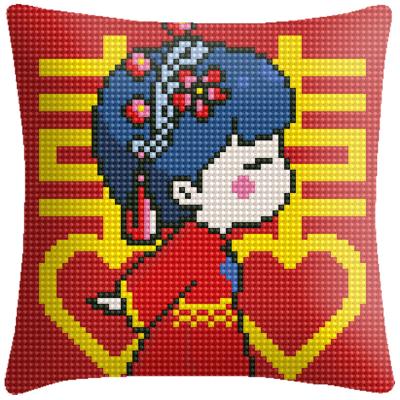 China Europe High Quality Chinese Bride Acrylic Yarn Cross Stitch Pillow Cushion Covers For Wedding Gift for sale