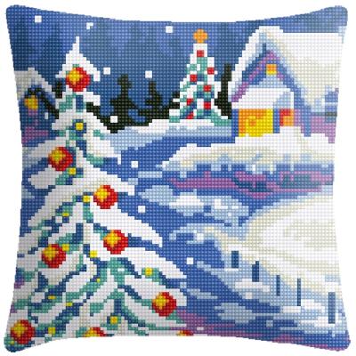 China High Quality Europe Embroidery Snow Country 6CT Cotton Fabric DIY Sewing Cross Stitch Pillow Cushion Covers Handmade for sale