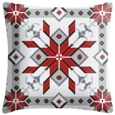 China High Quality Embroidery Kits Red Snow Crystal Decorative Pillow Half Cross Stitch Cushion Tile Cover From Europe for sale