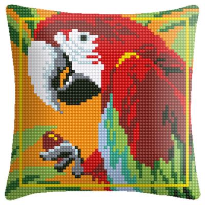 China 2022 NEW Europe Red Decorative Cross Stitch Macaw Tile Embroidered Cushion Cover Decor Home Cross Stitch Kit Custom Made for sale