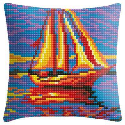 China 2022 NEW Europe Cross Stitch Sailbat Landscape Christmas Cushion Cover Floor Pillows 4CT Cotton Fabric Cross Stitch for sale