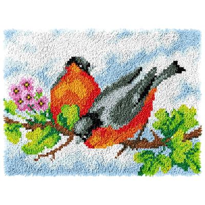 China 2022 NEW Europe Latch Hook Kits Two Birds 3.75ct Cotton Preprinted 100% Canvas /Blank Acrylic Yarn DIY Upholster Blanket Latch Hook Blanket Kit for sale