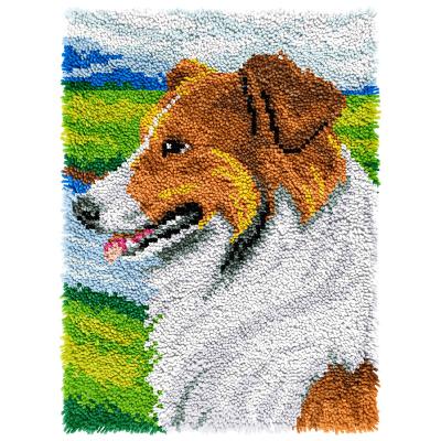 China Europe 2022 Latch Hook Kits Collie Dog 3.75ct Preprinted Canvas /Blank Rug Blanket Crocheting Hobbies and Crafts Latch Hook Blanket Kits for sale