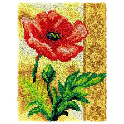 China High Quality Kits Europe Wild Poppies 3.75ct DIY Latchhook Preprinted Canvas /Blank Rug Unfinished Blanket Latch Hook Handmade Kits for sale