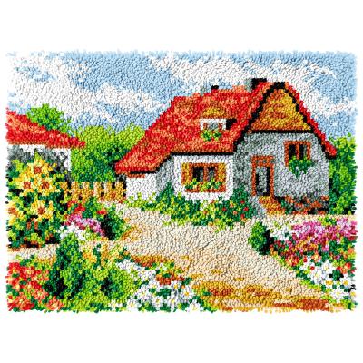 China Europe New DIY Latchhook Kits Garden Flowers 3.75ct Preprinted Crocheting Mat /Blank Canvas Hobbies Door and Crafts Key Hook Blanket Kits for sale