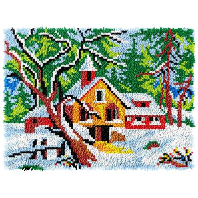 China Europe 2022 DIY Latchhook Kits Winter Church 3.75ct Preprinted Crocheting Mat /Blank Canvas Hobbies Door and Crafts Latch Hook Blanket Kits for sale