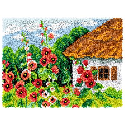 China Europe New Latchhook DIY Kits Flower Season 3.75ct Preprinted Canvas /Blank Crocheting Mat Hobbies Door and Crafts Key Hook Blanket Kits for sale