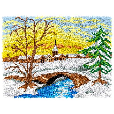 China Europe 2022 DIY Latchhook Kits Winter Bridge 3.75ct Preprinted Canvas /Blank Crocheting Mat Hobbies Door and Crafts Latch Hook Cover Kits for sale