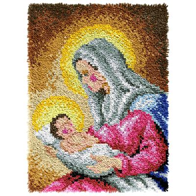 China Europe Wholesale Latchhook Kits Our Lord Lady 3.75ct Preprinted Unfinished Door Mat /Blank Canvas Arts and Crafts Lock Hook Cover Kits for sale