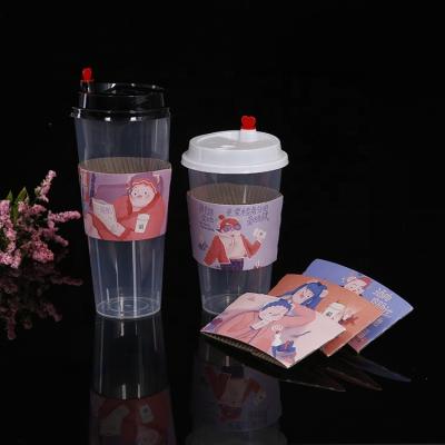 China Recycled materials custom logo design printing bubble boba boba teacup sleevecup sleeve for sale