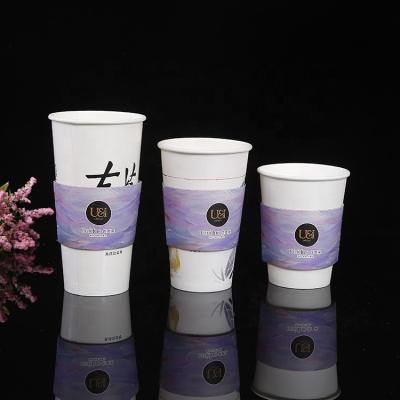 China Disposable Eco Friendly Biodegradable Custom Coffee Sleeve Printing Coffee Wrap Insulated Coffee Cup Holder for sale