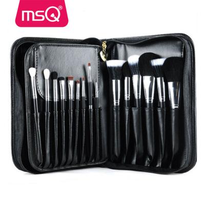 China Angular Blush MSQ 29pcs Professional Goat Hair Animal Nature Hair Makeup Set Brush With PU Leather Handbag for sale