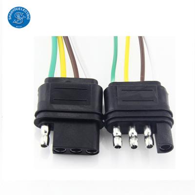 China Auto Customized Single Head 4 Pin Trailer Flat Cable Harness Wire Loom Assembly for sale