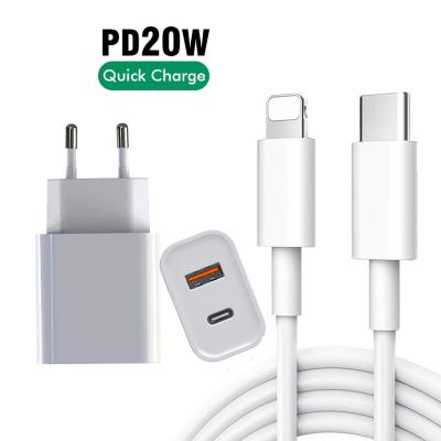 China Palladium 20w High Speed ​​Charger USB-c Adapter For Iphone 12 Pro Max Fast Charger Eu Us Plug 20w USB-c Wall Charger for sale