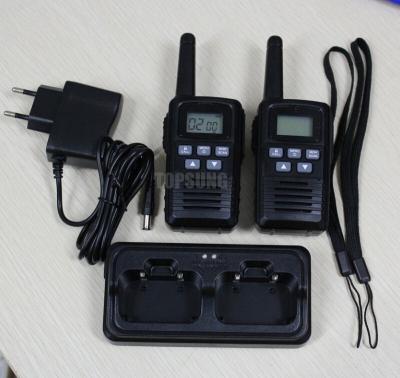 China Topsung New pair PMR walkie talkies with lion batteries and dock charger for sale